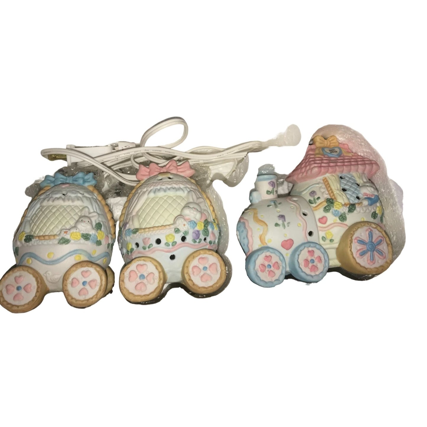 Easter Train that Lights Up - Easter Egg Train cars - Pastel Motif