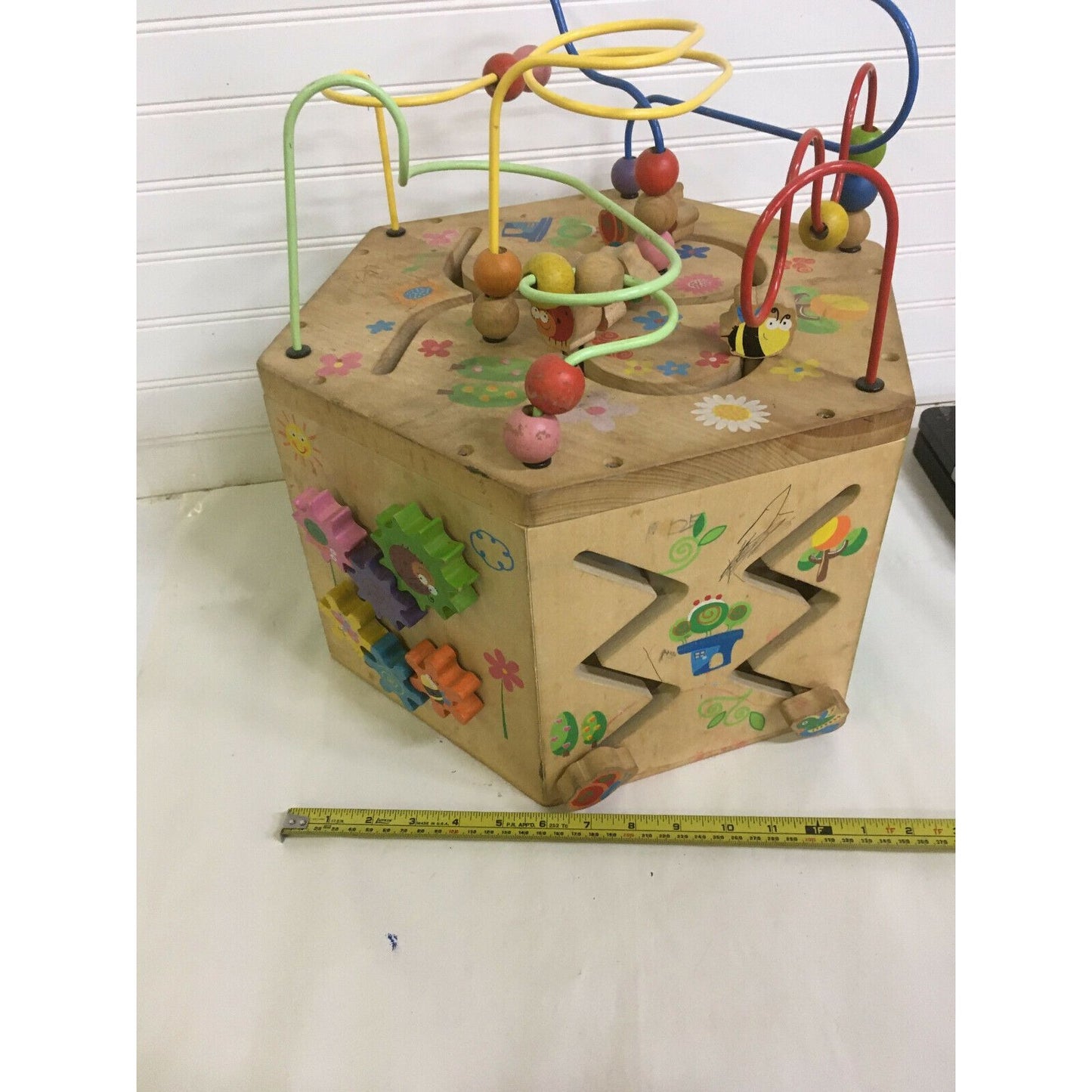 Play Cube Activity Center Wooden Early Learning Children's Toy Preschool Kids