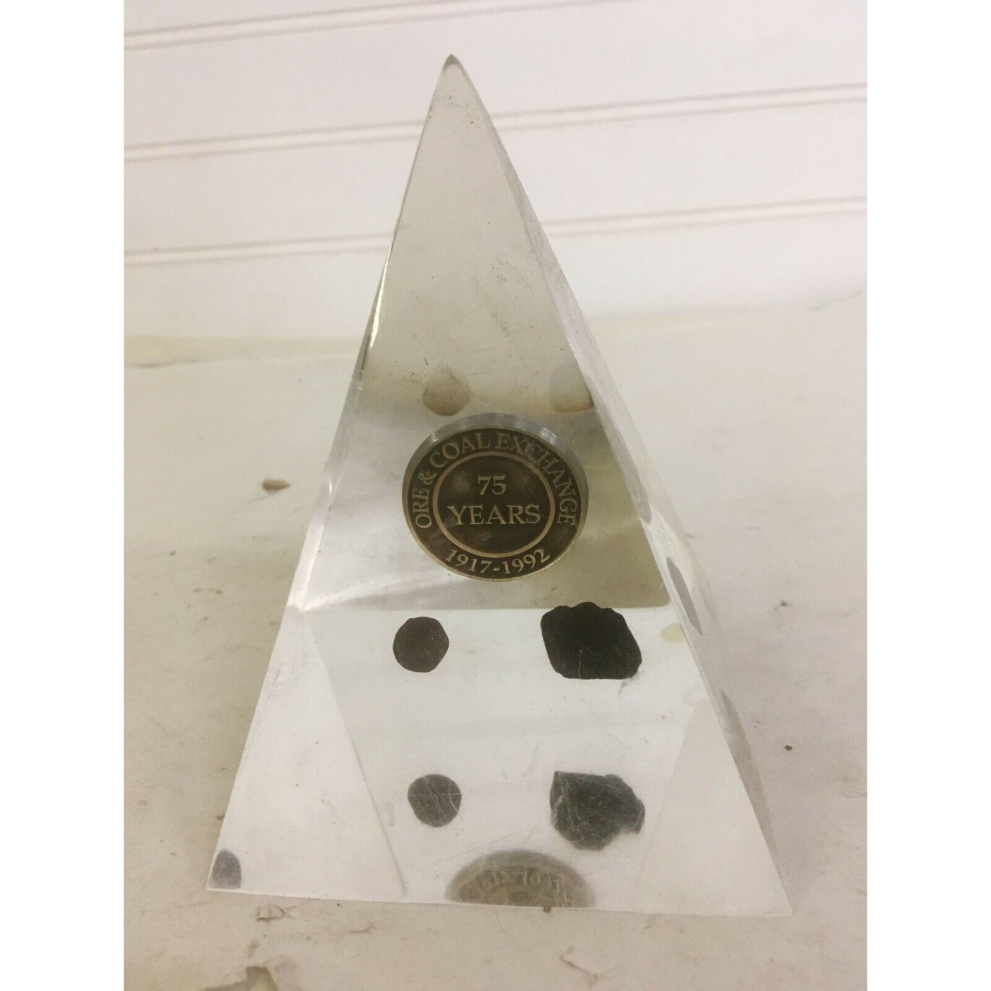 ORE & COAL EXCHANGE 75th Anniversary PYRAMID Paperweight Souvenir