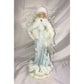 Porcelain Christmas Angel on Base White Fur & Blue Gem Beads Gown Unbranded  A+ Stuff Dolls