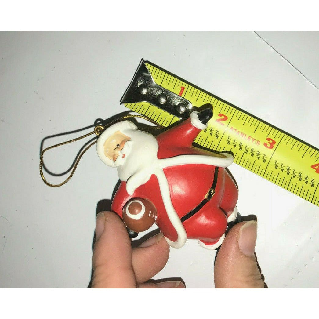 Football SANTA CLAUS Christmas Tree Ornament Santa w Football Xmas