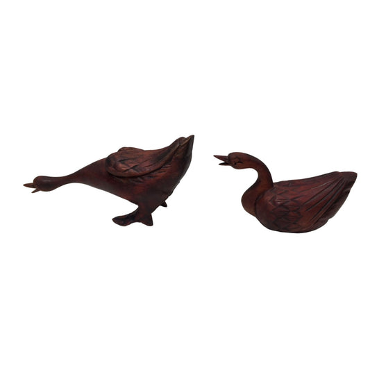 Pair of Wooden Swan or Goose Figurines - Nice Detailing