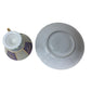 Blue and white Iridescent Teacup and Saucer Set with small gold accent pattern A+ Stuff  A+ Stuff