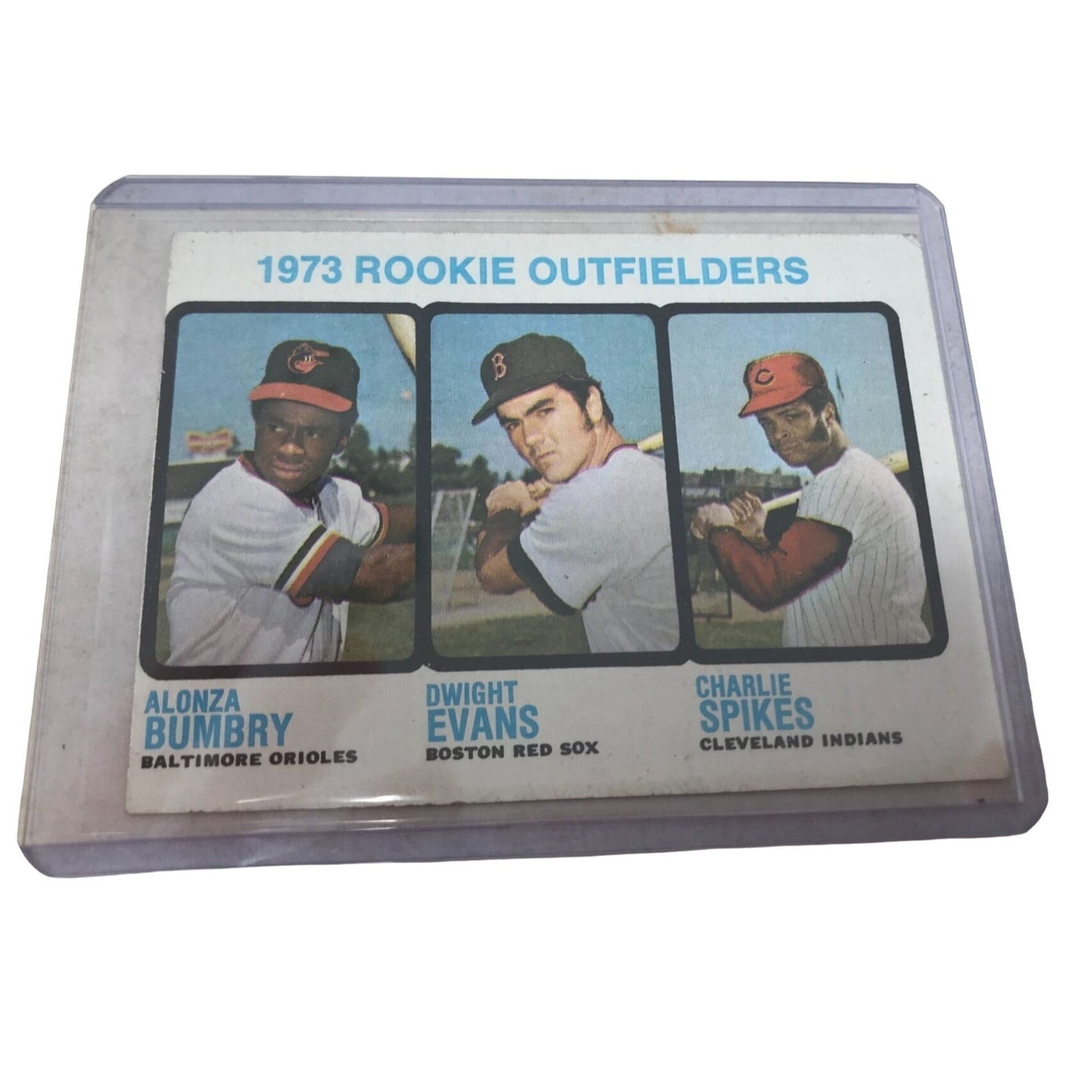 1973 ROOKIE Outfielders Card Alonza Bumbry, Dwight Evans, Charlie Spikes -  Card No. 614