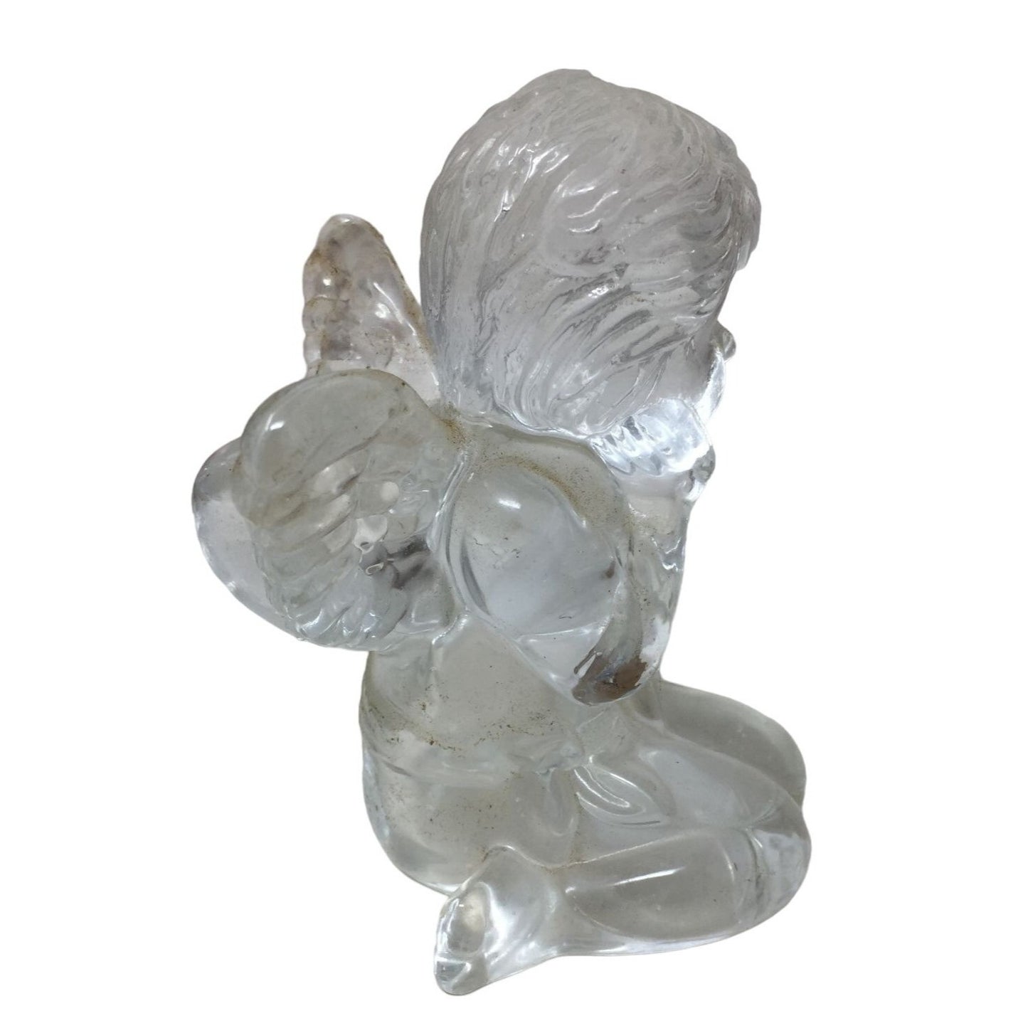 Clear Glass Angel Candlestick Holder - Sweet Cherub Decor