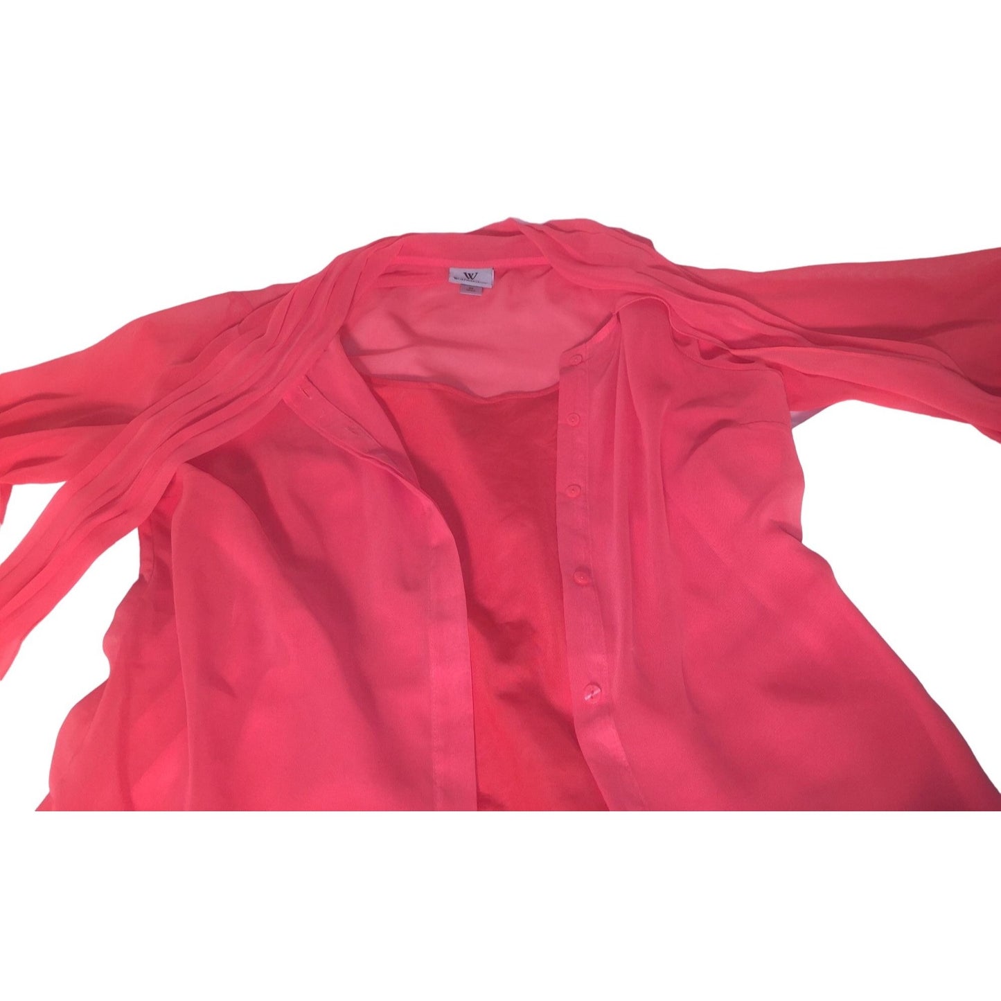 Worthington Coral Pink Cami and sheer blouse with scarf attached Set