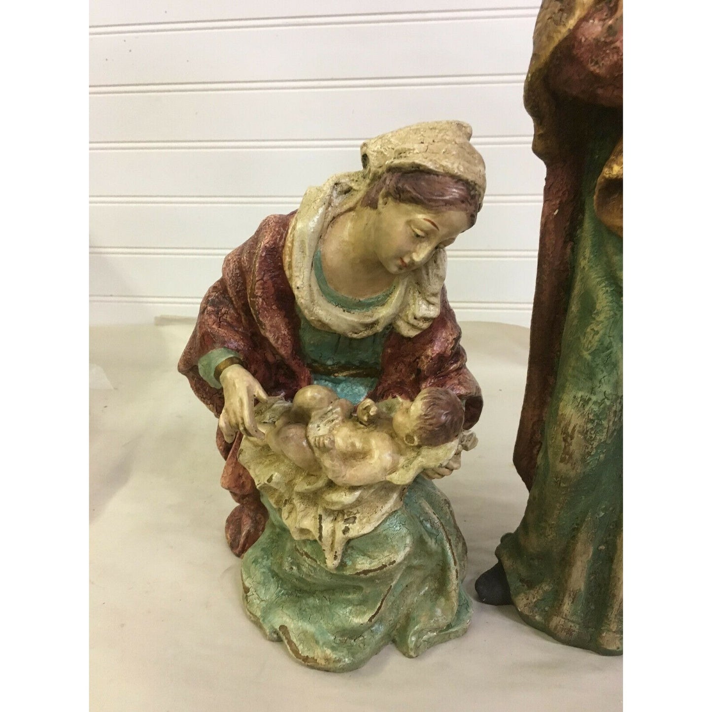 Nativity JOSEPH (16") & VIRGIN MARY w JESUS (8")Figures Christmas