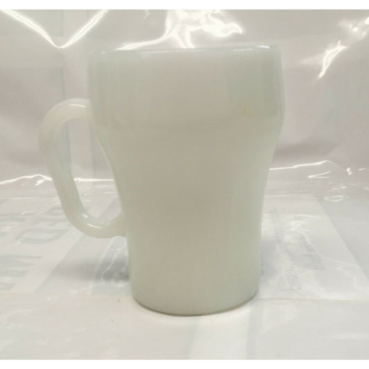 FIRE KING white Coffee Cup MILK GLASS MUG vintage coca cola shape