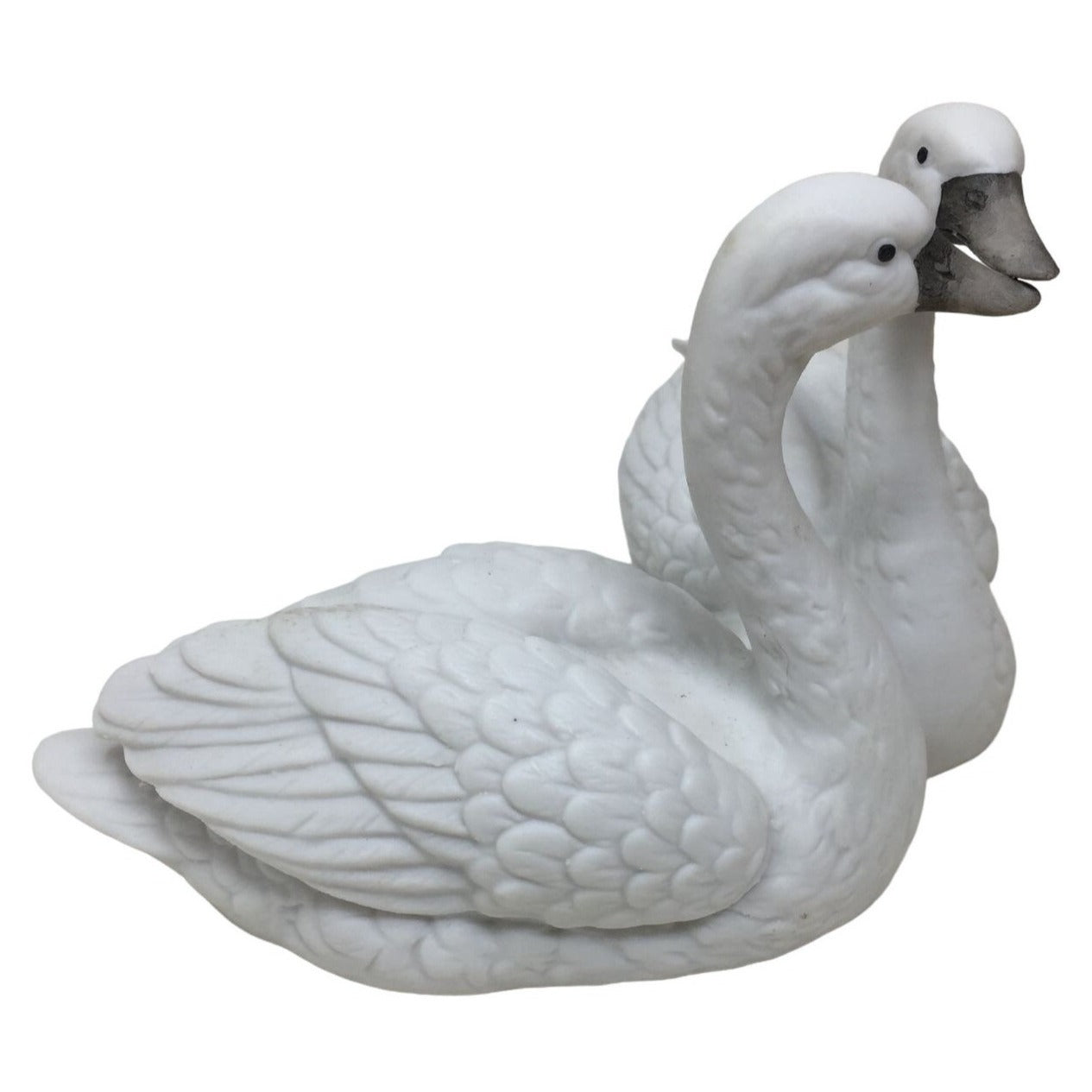 Vintage Swan Figurines  (1974) Aldon Accessories White Ceramic Swan Pair -