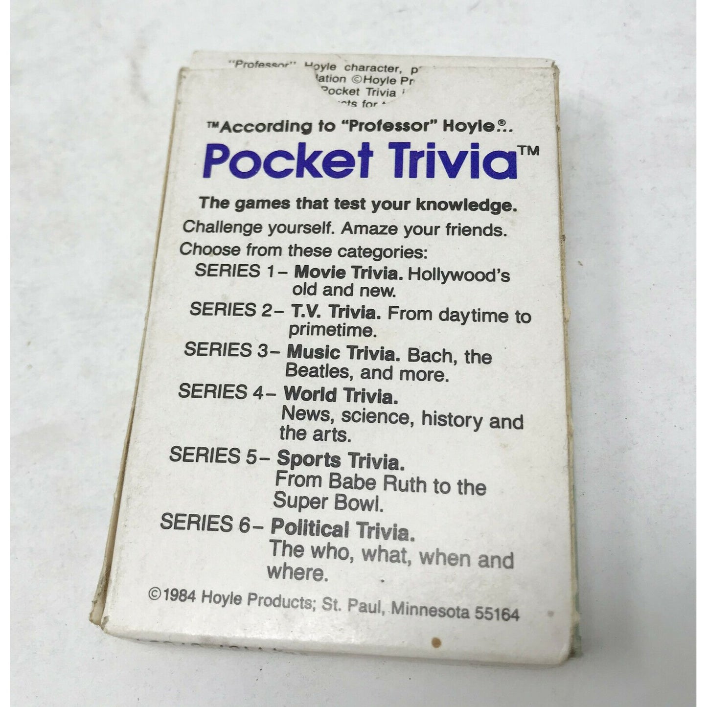 Vintage HOYLE 1980s Card Game POCKET TRIVIA Series 5 SPORTS Trivia