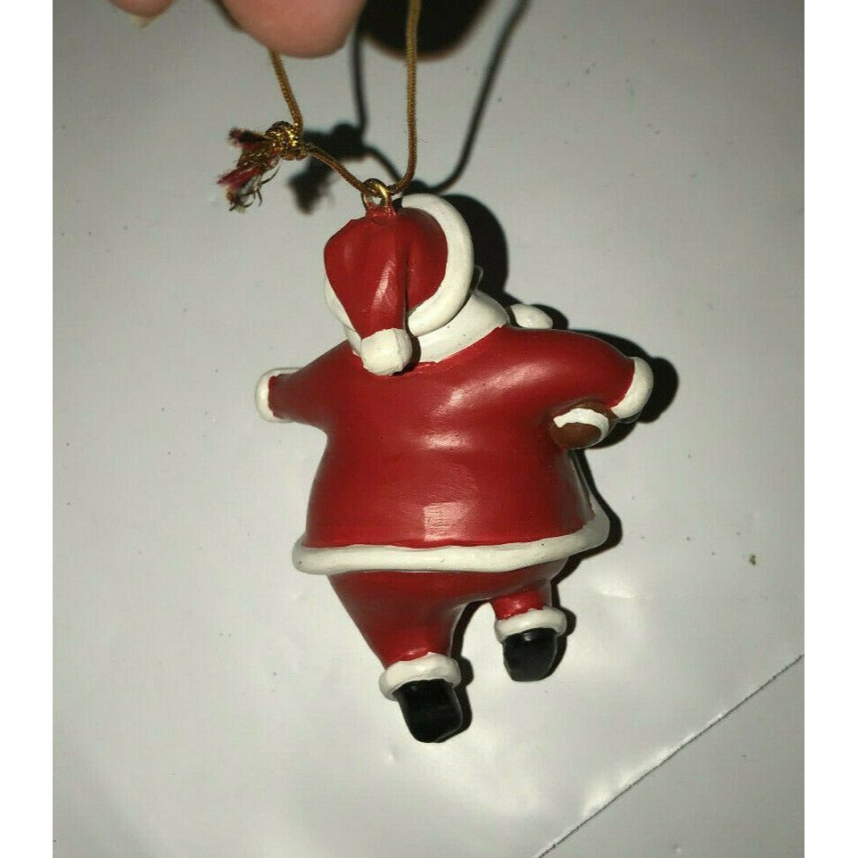 Football SANTA CLAUS Christmas Tree Ornament Santa w Football Xmas