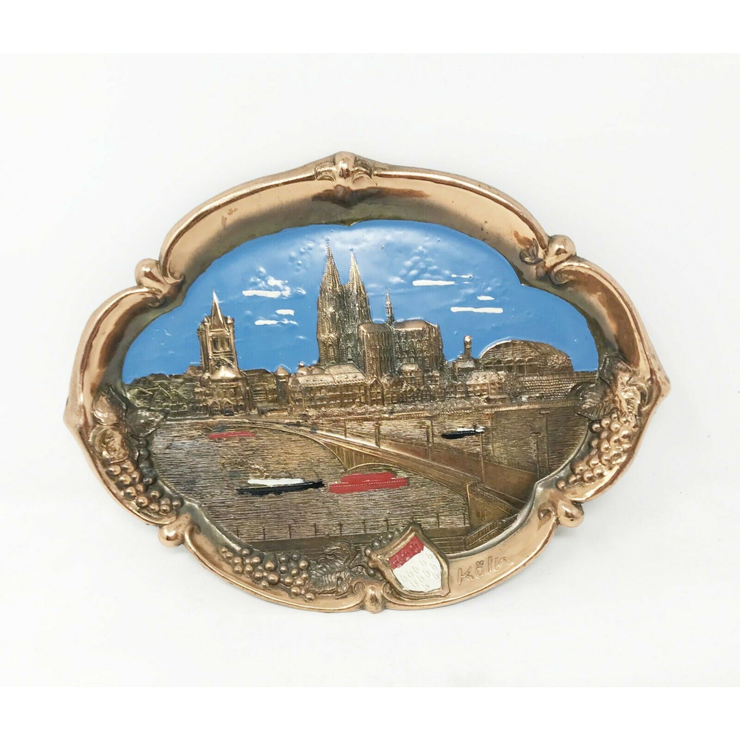 KOLN, GERMANY  Copper tone Hanging Painted relief City Souvenir