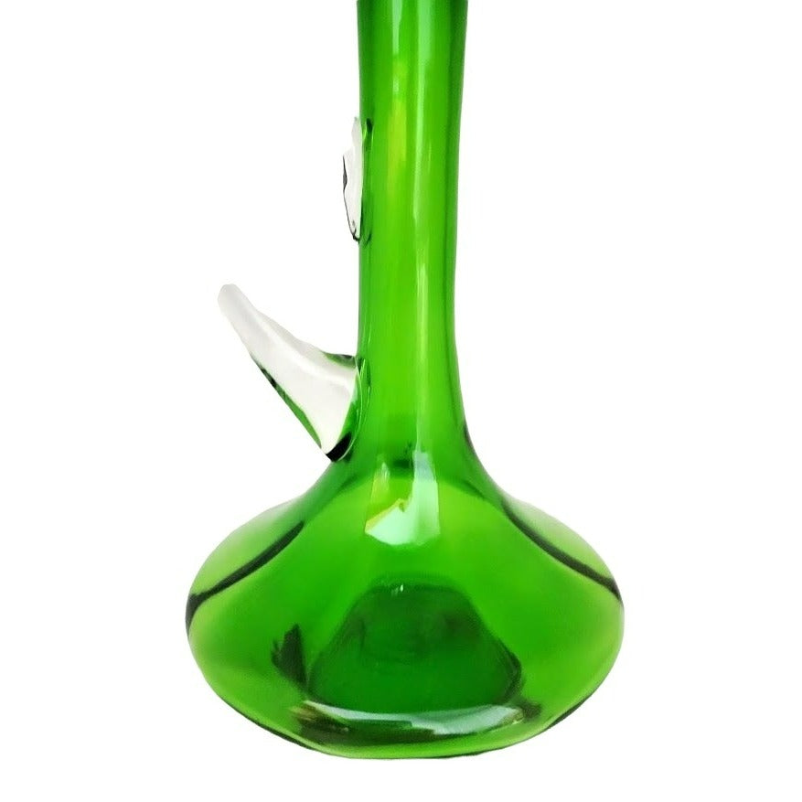 Vintage Bischoff Vivid Green Decanter with Clear Handle - 11.5" tall