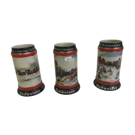 Budweiser Collectible Beer Stein Set (An American Tradition, A Perfect Christmas, The Season's Best) Anheiser Bush A+ Stuff