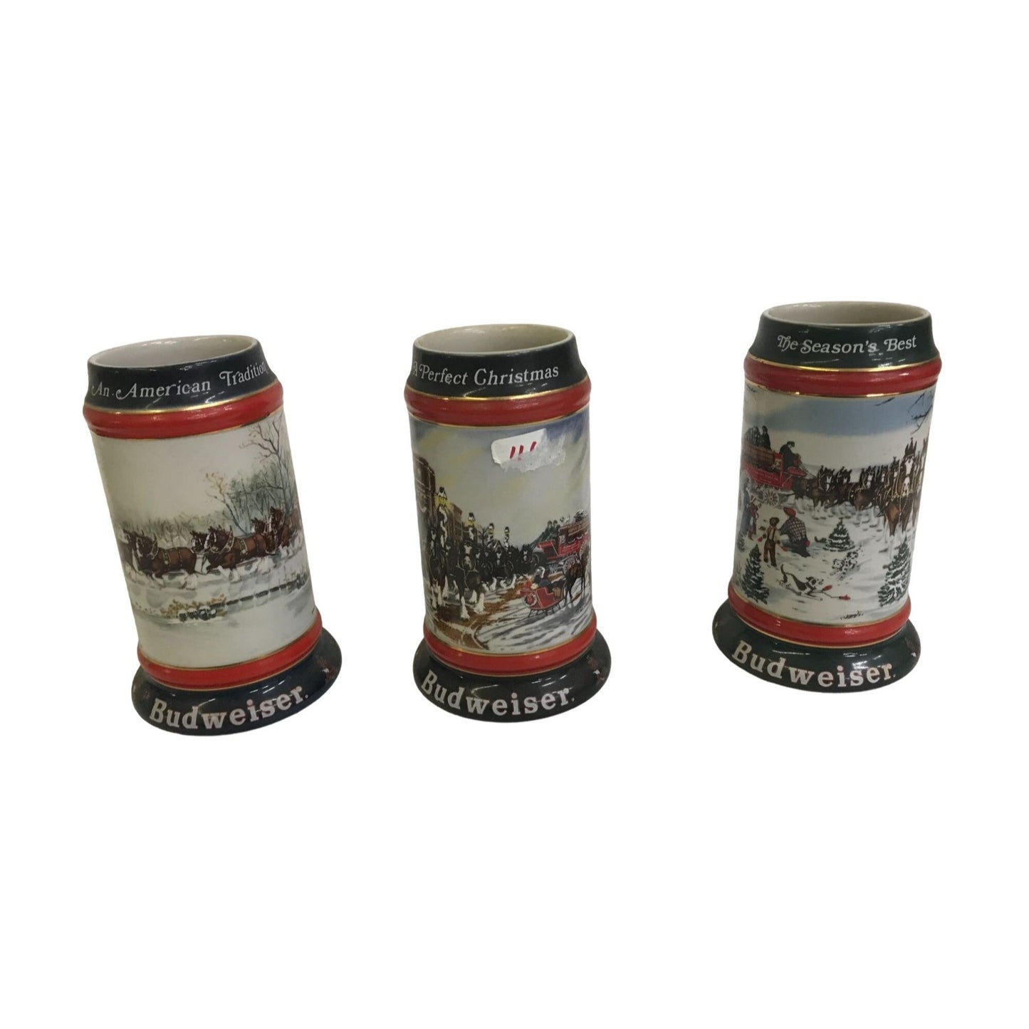 Budweiser Collectible Beer Stein Set (An American Tradition, A Perfect Christmas, The Season's Best)