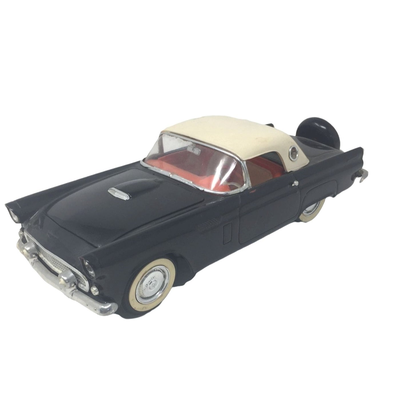 Vintage 1957 Chevy Convertible Diecast Car - Black Body, White Top - Classic Car