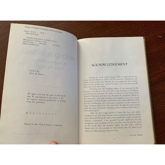 Beyond Survival - A Business Owner's Guide for Success Leon Danco - Signed by the author - Vintage Book - books - book - autographed - signe