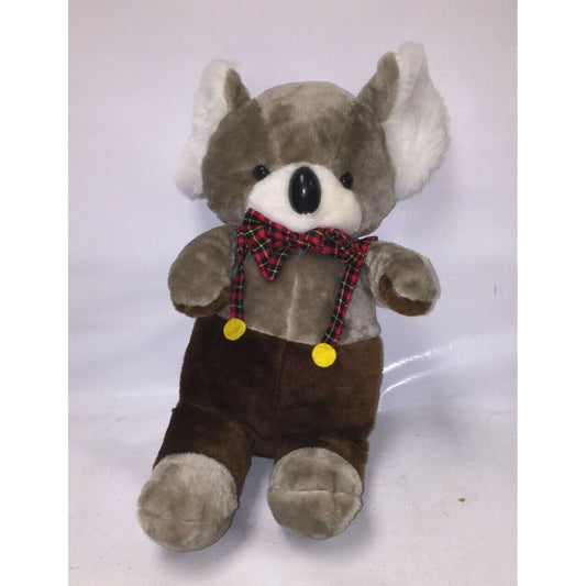 Koala w Plaid Bow & Suspenders - Vintage (1982) Koala Plush CUTE!