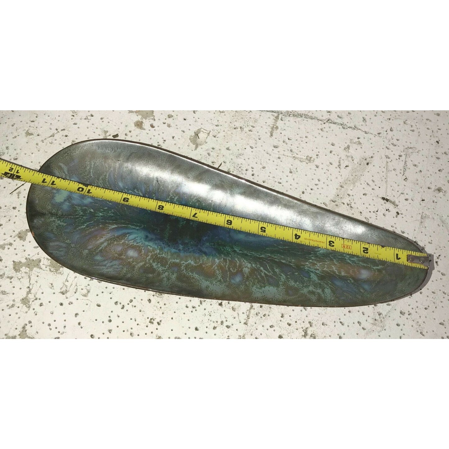 Elongated Art Pottery TRAY Clay w PEACOCK Feather Pattern on Top