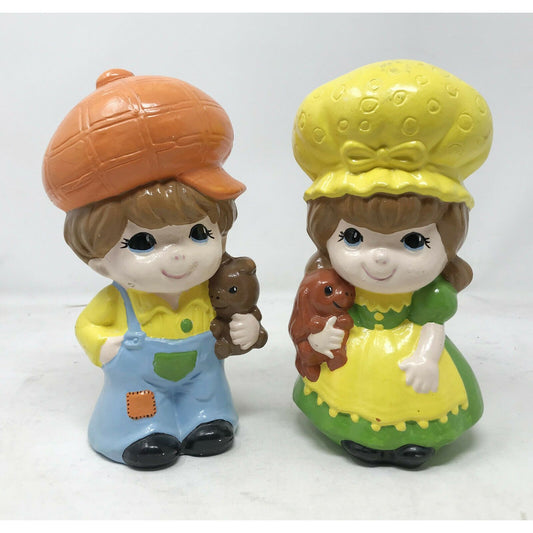 Retro Style Boy and Girl Statue Tabletop Hand Painted Figurines