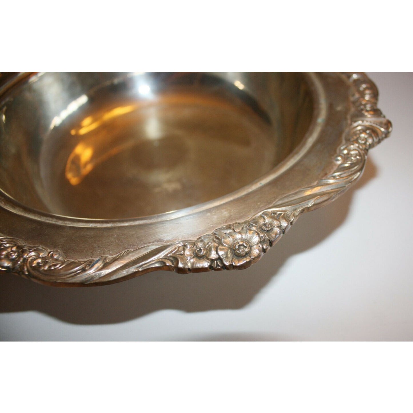 Ornate SILVERPLATE Pan w Lid FLOURISH Floral Edges Vintage Fancy