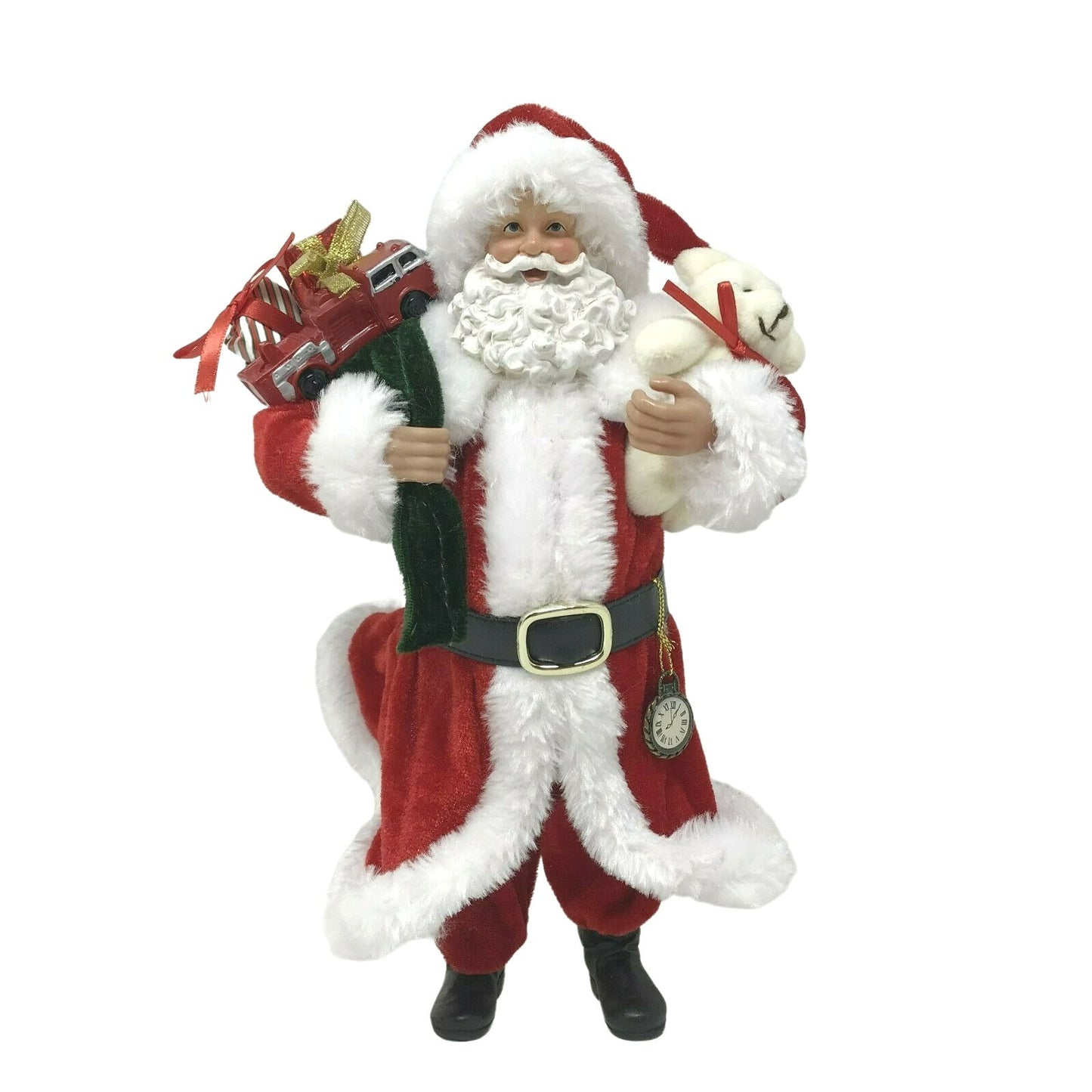 10." Santa Figure with Teddy bear and Bag of Presents  Christmas