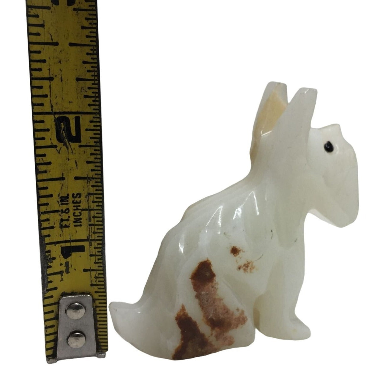 Vintage White Onyx (Marble) Scottie Dog - Hand Carved - Souvenir from Mexico