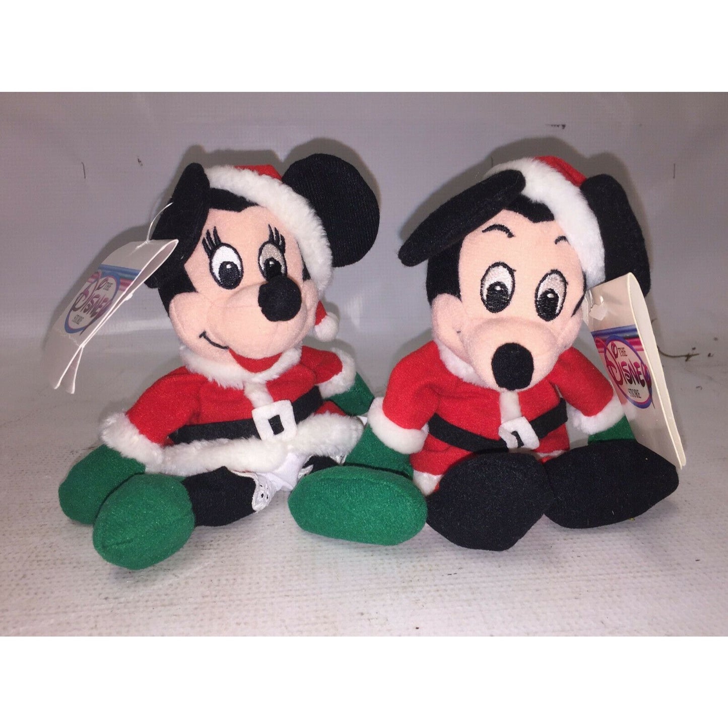 Disney Store Mrs Claus MINNIE Santa MICKEY MOUSE 8" Mini Bean Bag