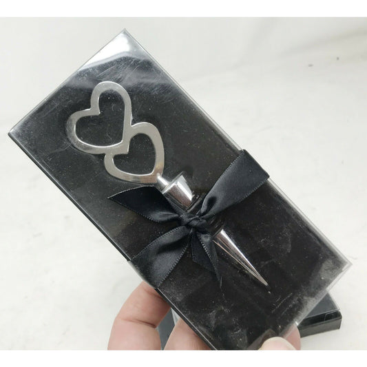 Silver Metal Double Heart Wine Bottle Stopper w/ Gift Box Wedding