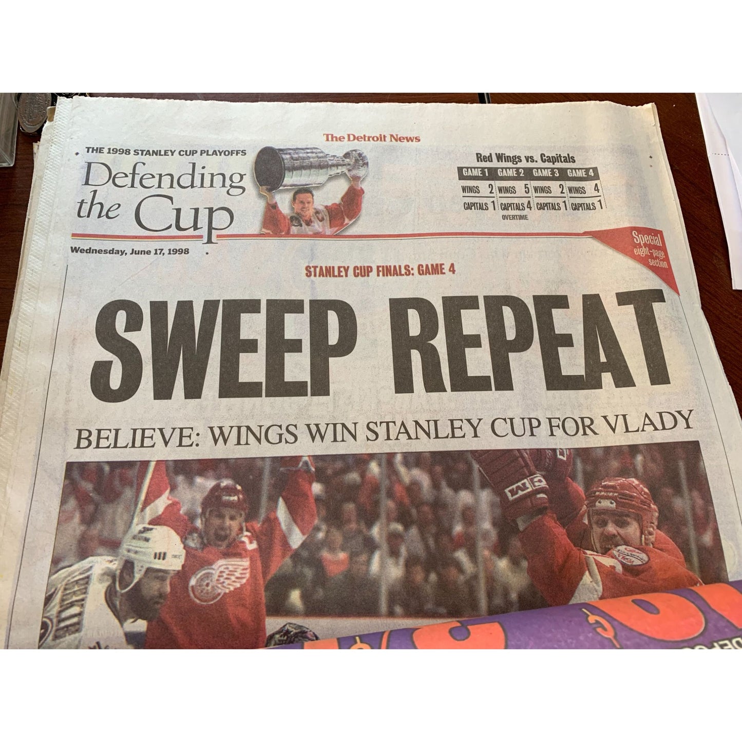 THE DETROIT NEWS  June 17, 1998 OURS AGAIN REDWINGS STANLEY CUP Champs