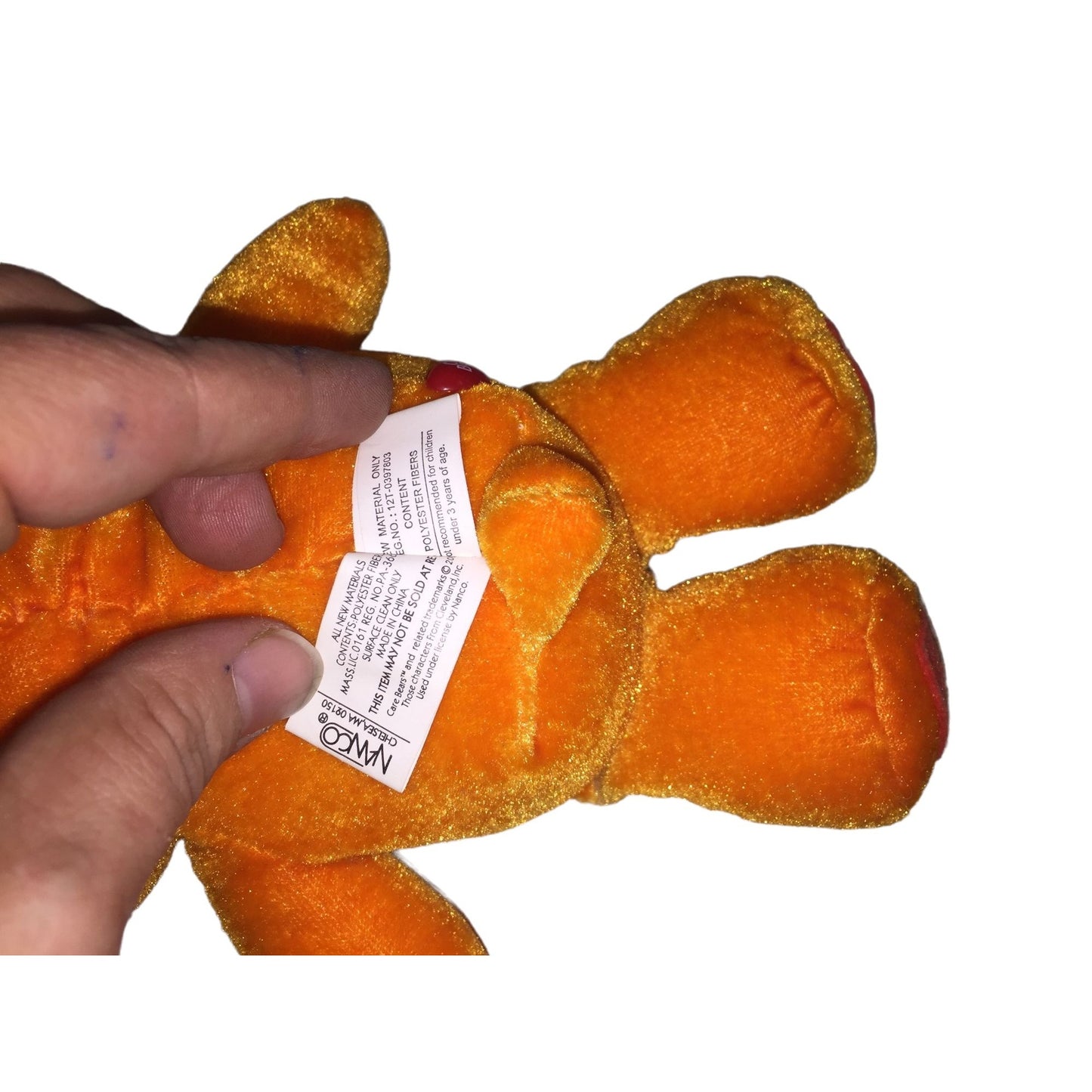 Vintage Care Bear Laugh A Lot Bear - Orange Bear with Yellow Star Plush Toy