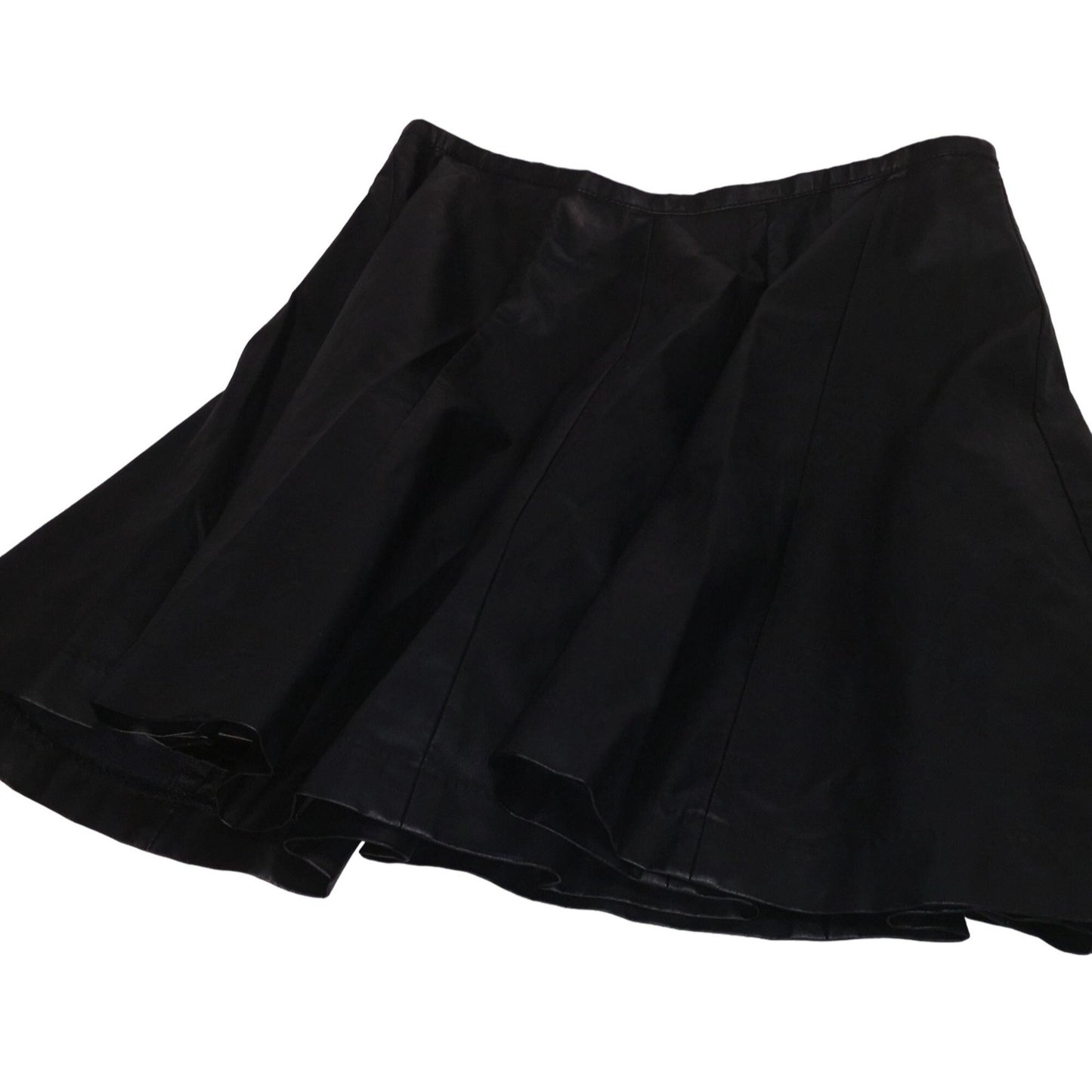 L'Amour Black leather pleated skirt - Womens size Medium