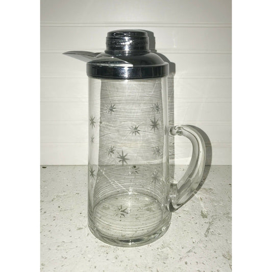 RETRO Glass Coffee CARAFE with Glass Handle and SIlvertone Lid 11"