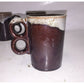 Stoneware DOUBLE FINGER Mug SET Chocolate w White Speckled Rim Unbranded  A+ Stuff Mugs