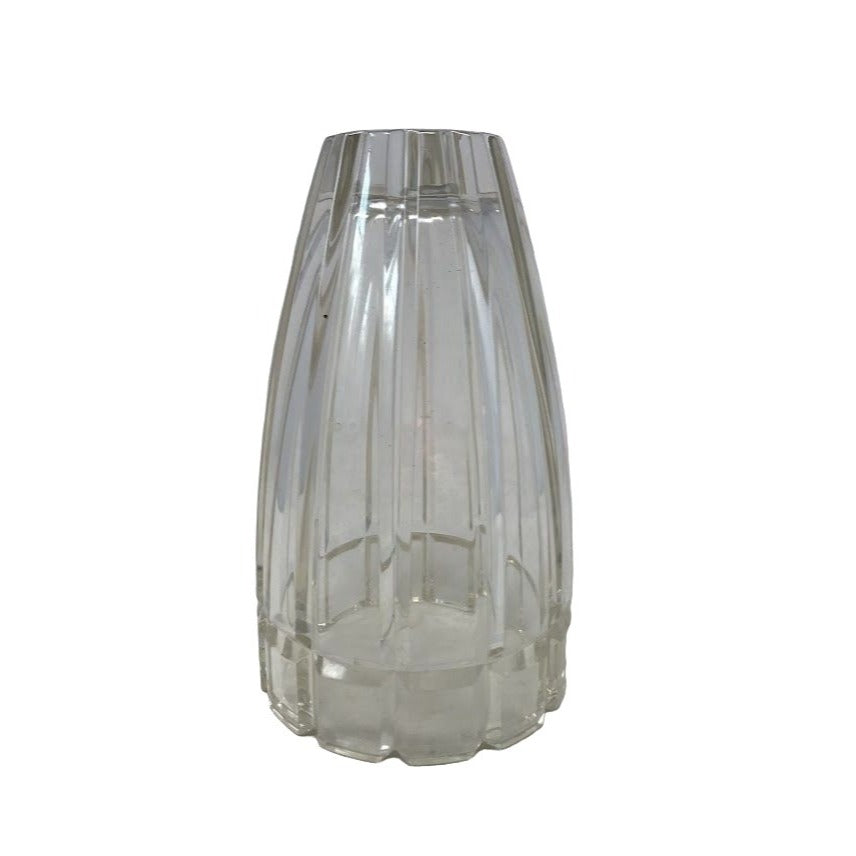 Leaded CRYSTAL Vase - Clean Ridged Design approx. 8.5"tall very good condition. no signs of age, wear or damage - Heavy Glass Vase - 5" wid