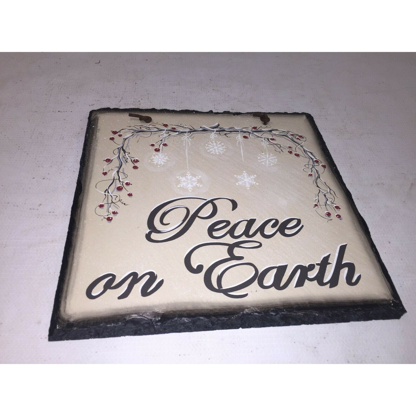 Peace On Earth Holiday Decorative Hanging Tile Christmas Decor