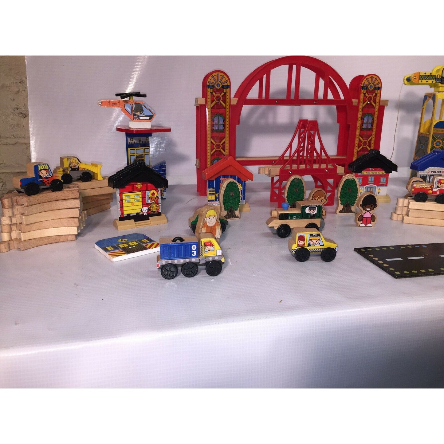 KidKraft Wooden City Playset - Vehicles, Bridge, Helicopters, Roads