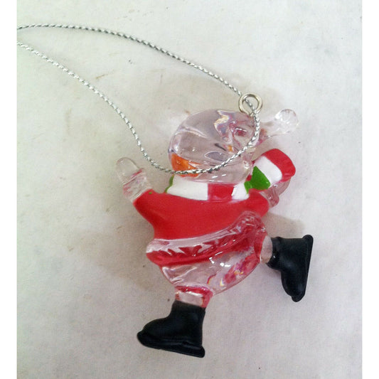 Personalized "TONY" Skating Snowman Ornament Red Black Clear White