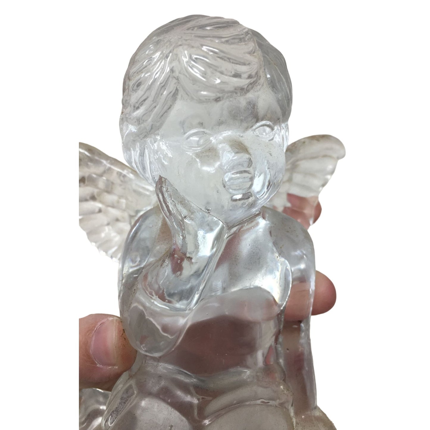 Clear Glass Angel Candlestick Holder - Sweet Cherub Decor