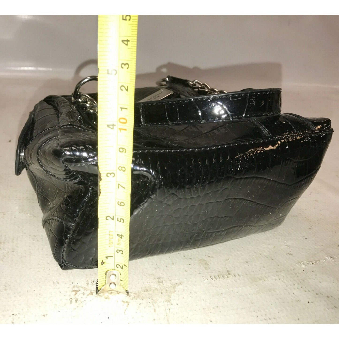 Liz Claiborne Black HandBag Purse Faux Croc Leather Inside Pockets