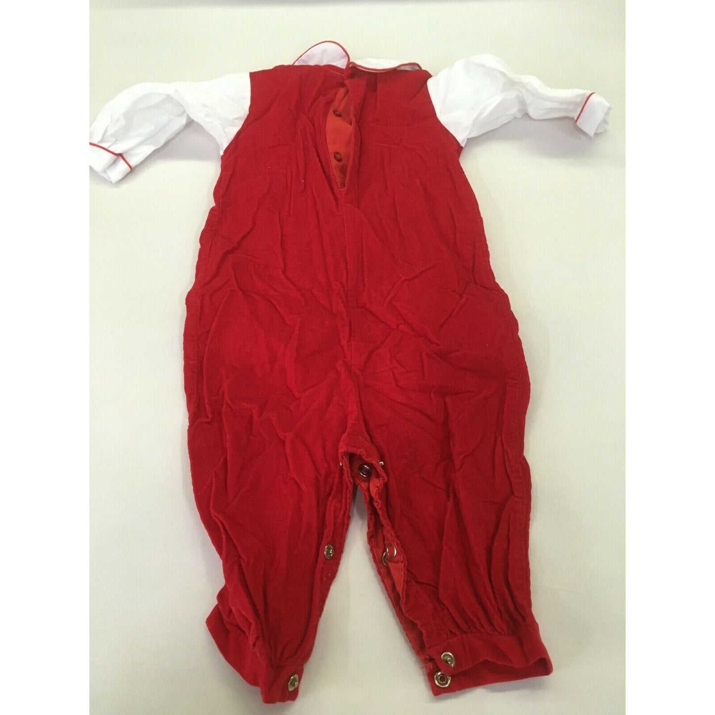 Vintage Alexis Red Courdory romper Outfit 9 mos - Embroidered