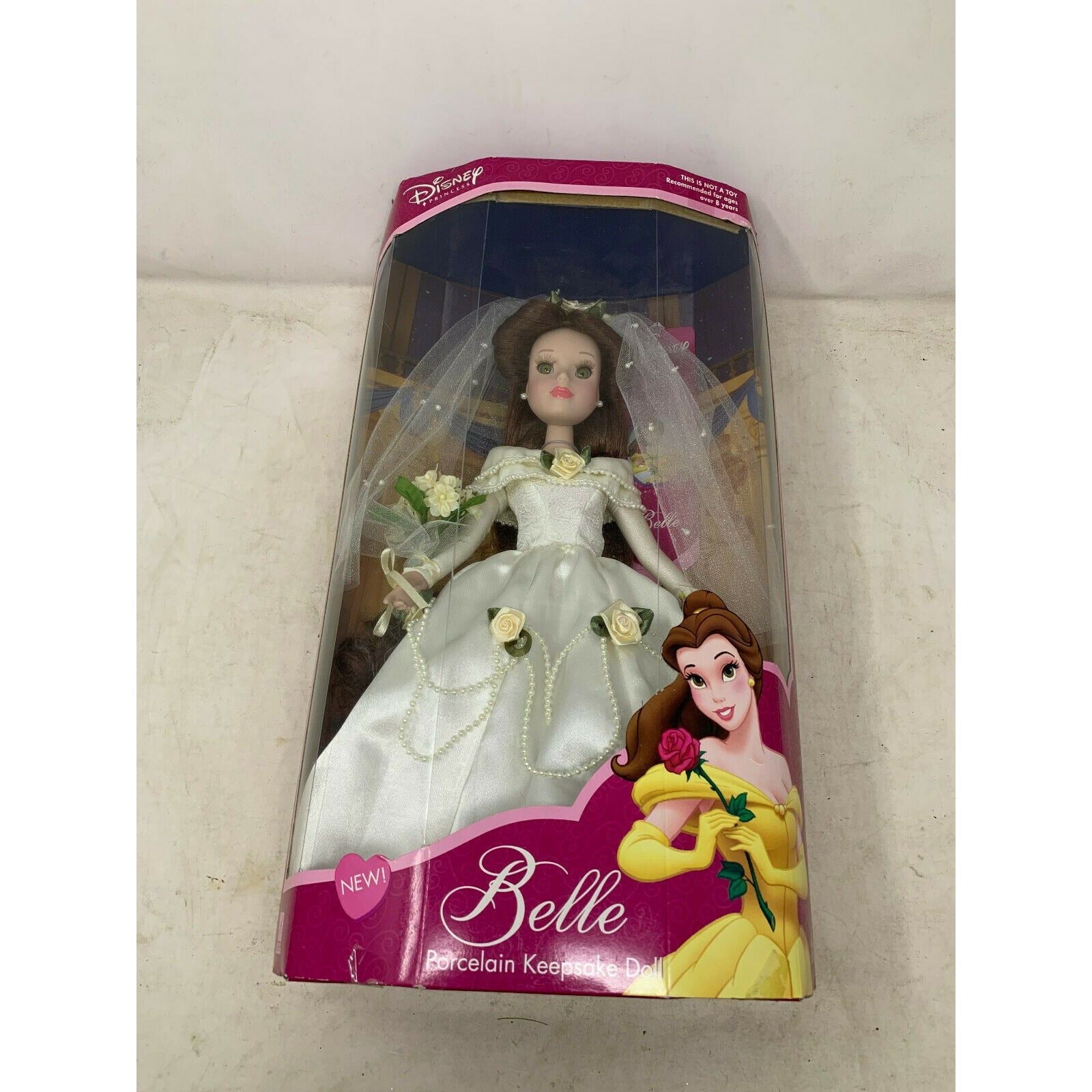BELLE Beauty & Beast Disney Porcelain Doll WEDDING Brass Key 2002