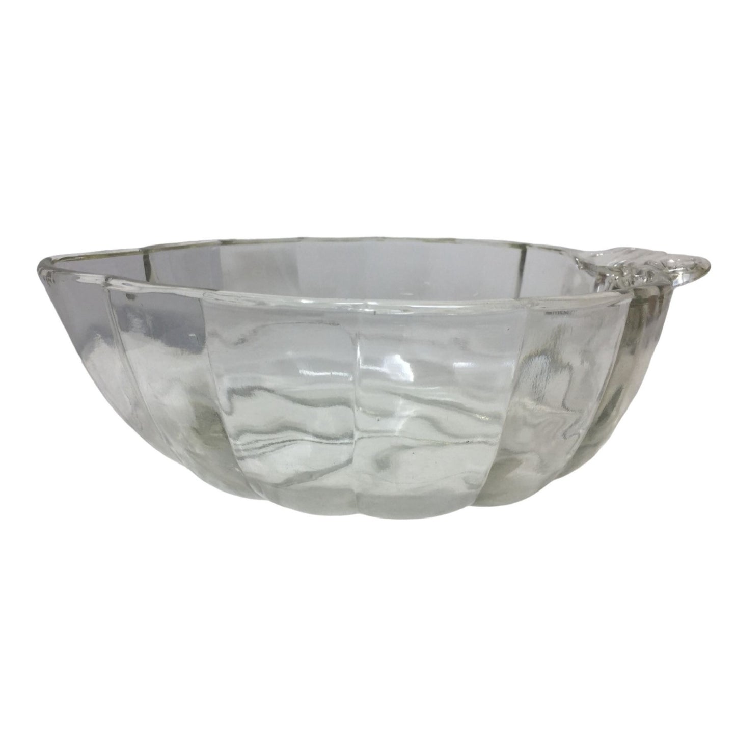 Pretty Leaf Shaped Crystal Serving Dish Prism Effect cut Bottom Ridges