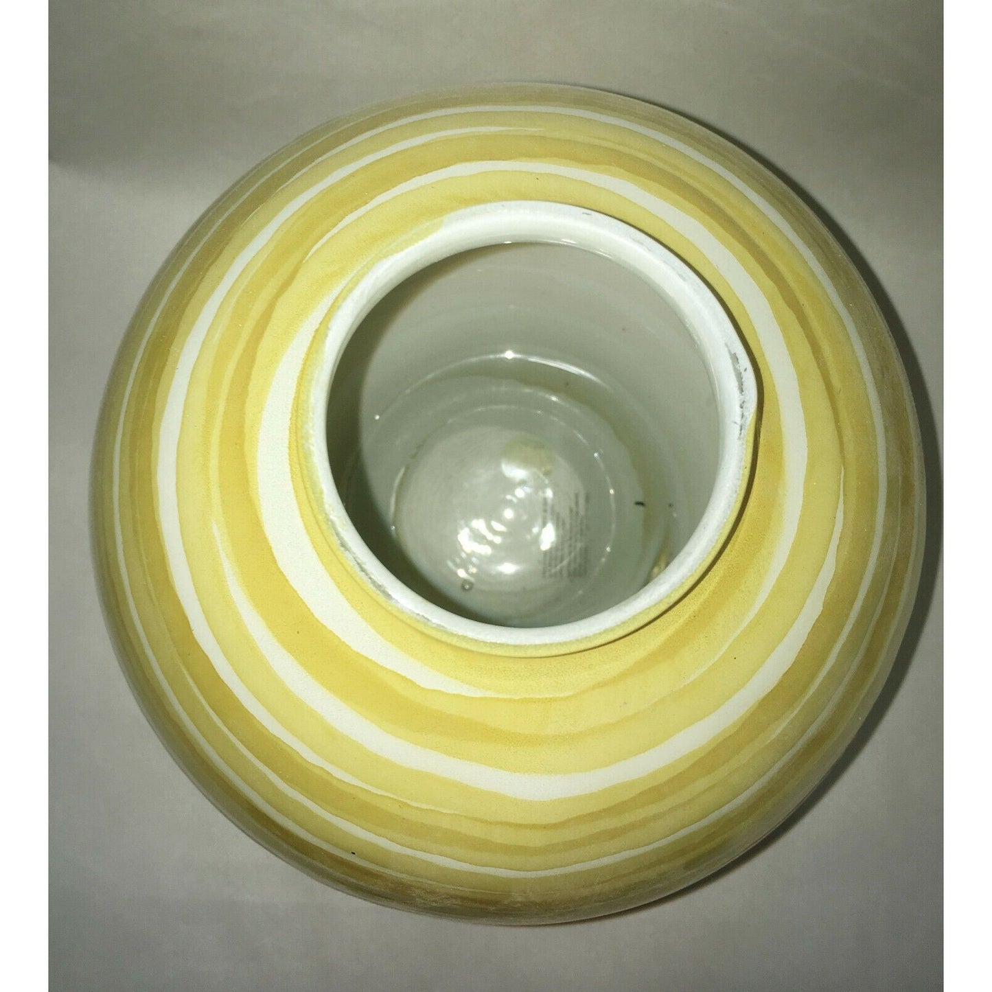 ECOGLASS Yellow White Stripe Recycled Glass Vase 9.5" From Spain