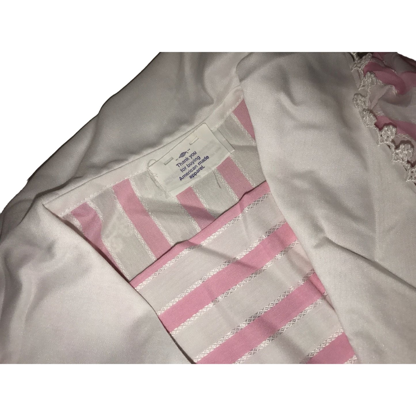 Vintage Girls Dress - Pink and White Stripe Pattern with Ribbon and wide Foldover Collar size 6T