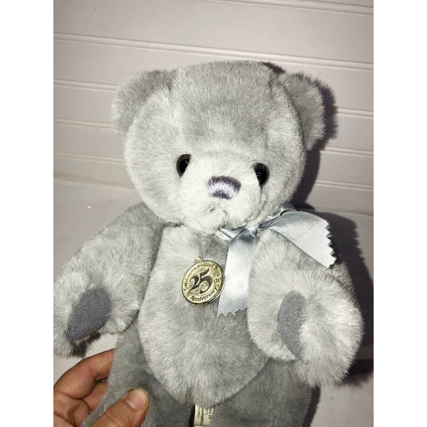 25th Anniv. Silver Teddy Bear 11" Plush California Stuffed Toy Co