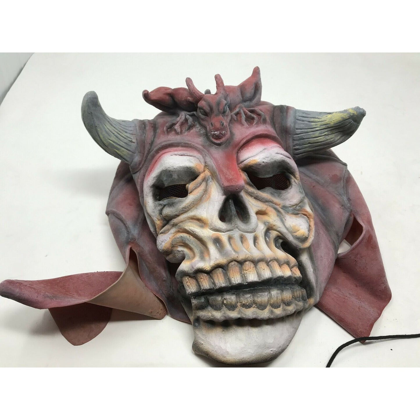 Halloween Horned Skull Adult Latex Mask w shin guards, cape etc