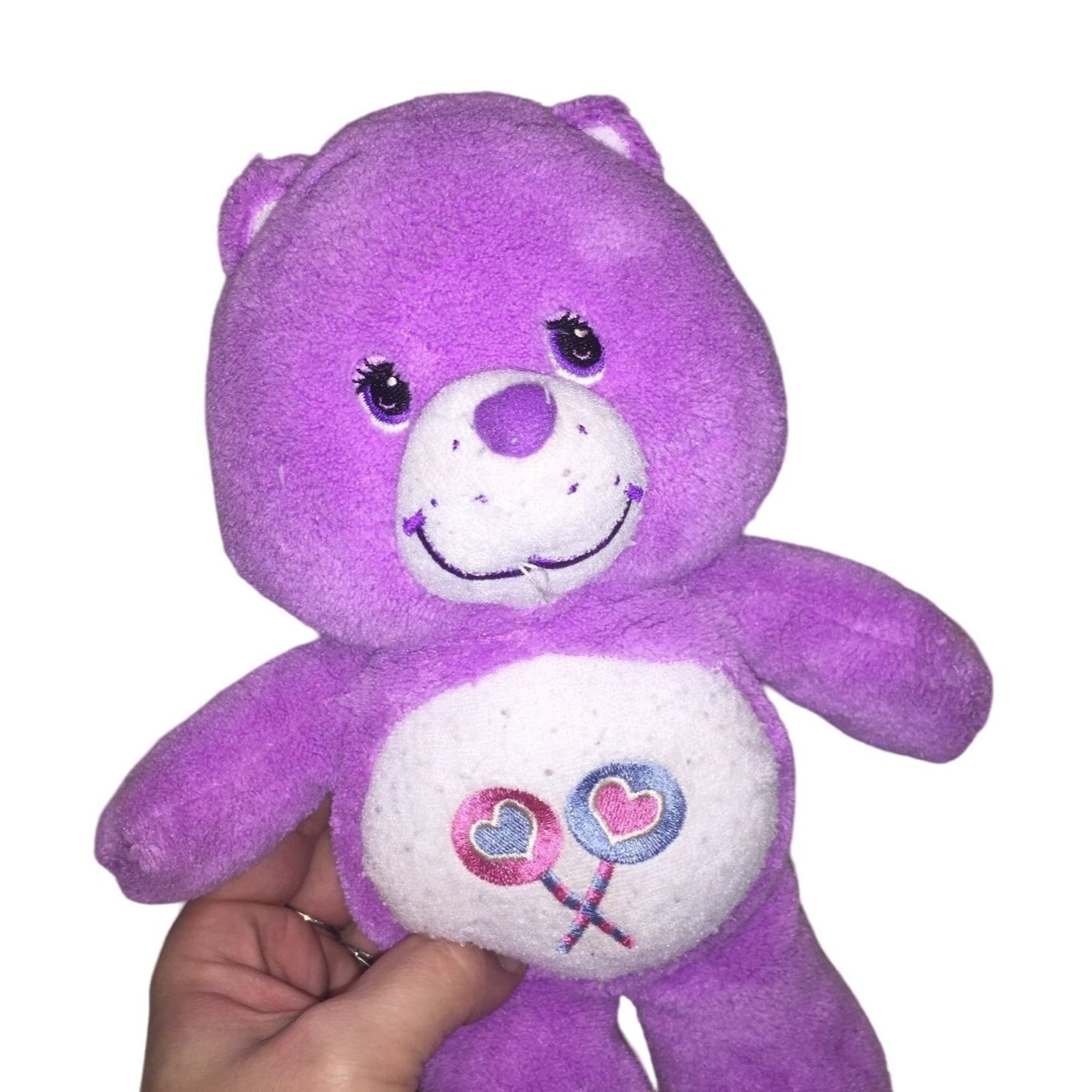 Care Bears SHARE BEAR Plush - Purple with Lollipops and sweet smile 9" Tall