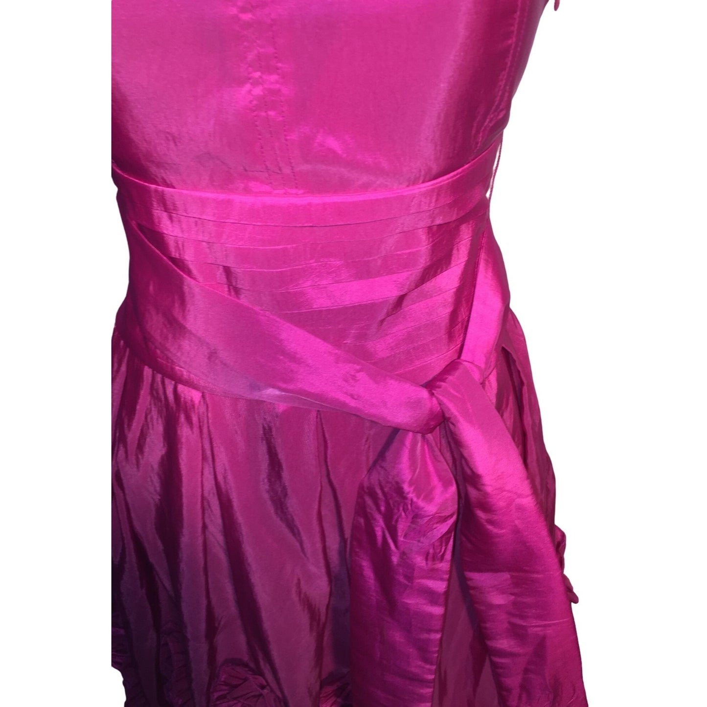 Pretty Hot Pink Party Dress / Evening Dress - Sleeveless with fitting waist and Ruffled Bottom