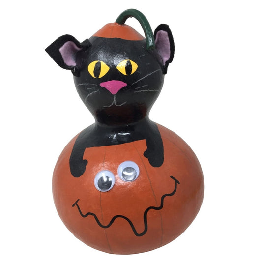 Halloween Decor - Cute Cat in Pumpkin Holiday Decoration